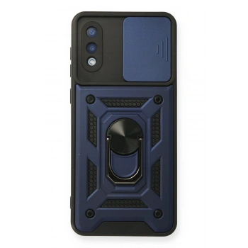 Mey İthalat®  Samsung Galaxy A02 Kılıf Pars Lens Yüzüklü Silikon - Lacivert