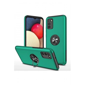 Mey İthalat®  Samsung Galaxy A02S Kılıf Elit Yüzüklü Kapak - Yeşil