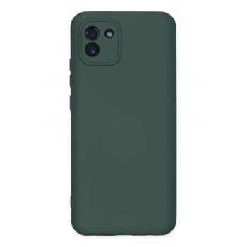 Mey İthalat®  Samsung Galaxy A03 Kılıf Nano içi Kadife Silikon - Koyu Yeşil