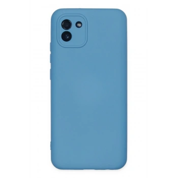 Mey İthalat®  Samsung Galaxy A03 Kılıf Nano içi Kadife Silikon - Mavi