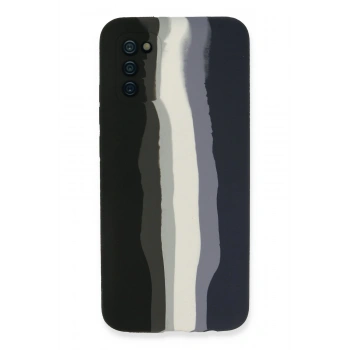 Mey İthalat®  Samsung Galaxy A03S Kılıf Ebruli Lansman Silikon - Siyah-Lacivert