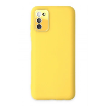 Mey İthalat®  Samsung Galaxy A03S Kılıf Lansman Glass Kapak - Sarı