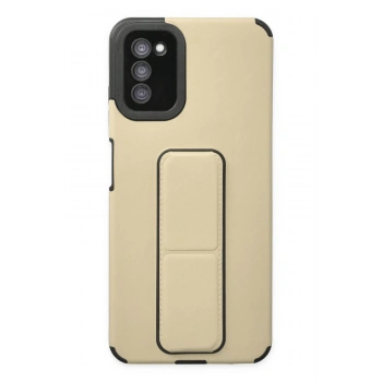 Mey İthalat® Samsung Galaxy A03S Kılıf Mega Standlı Silikon - Gold