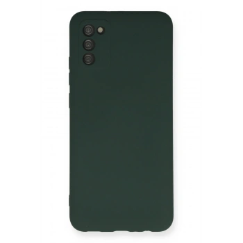 Mey İthalat®  Samsung Galaxy A03S Kılıf Nano içi Kadife Silikon - Koyu Yeşil