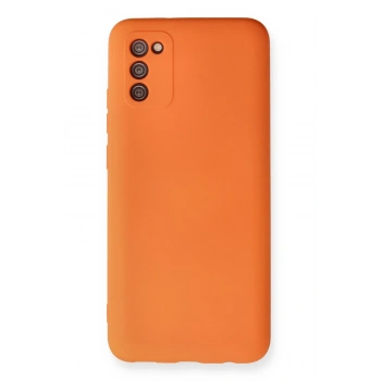 Mey İthalat®  Samsung Galaxy A03S Kılıf Nano içi Kadife Silikon - Turuncu