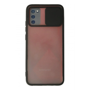 Mey İthalat®  Samsung Galaxy A03S Kılıf Palm Buzlu Kamera Sürgülü Silikon - Siyah