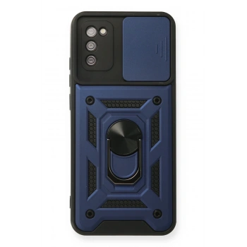 Mey İthalat®  Samsung Galaxy A03S Kılıf Pars Lens Yüzüklü Silikon - Lacivert