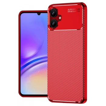 Mey İthalat®  Samsung Galaxy A06 Kılıf Auto Focus Karbon Kapak - Kırmızı
