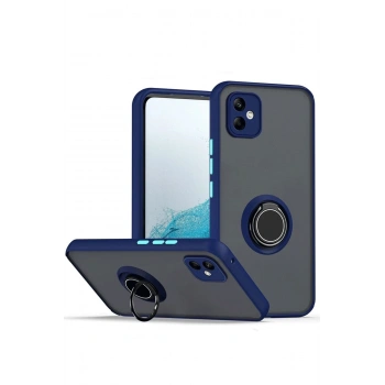 Mey İthalat®  Samsung Galaxy A06 Kılıf Montreal Yüzüklü Silikon Kapak - Lacivert