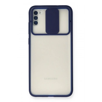 Mey İthalat®  Samsung Galaxy A11 Kılıf Palm Buzlu Kamera Sürgülü Silikon - Lacivert