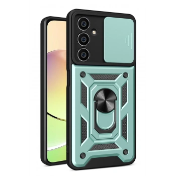 Mey İthalat®  Samsung Galaxy A15 4G Kılıf Pars Lens Yüzüklü Silikon - Yeşil