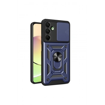 Mey İthalat®  Samsung Galaxy A16 5G Kılıf Pars Lens Yüzüklü Silikon - Lacivert