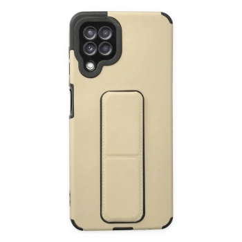 Mey İthalat®  Samsung Galaxy A22 Kılıf Mega Standlı Silikon - Gold