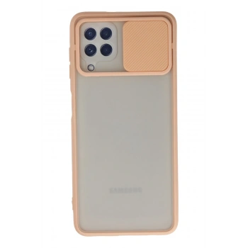 Mey İthalat® Samsung Galaxy A22 Kılıf Palm Buzlu Kamera Sürgülü Silikon - Pembe