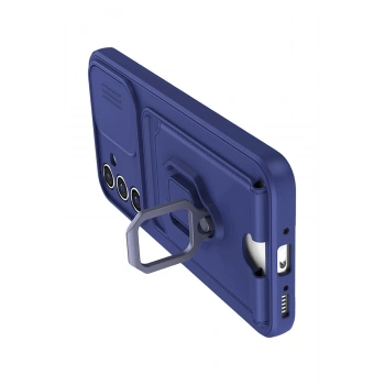 Mey İthalat®  Samsung Galaxy A26 Kılıf Zuma Kartvizitli Yüzüklü Silikon - Lacivert