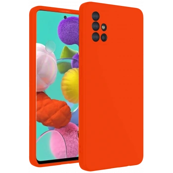 Mey İthalat®  Samsung Galaxy A31 Kılıf Nano içi Kadife Silikon - Turuncu