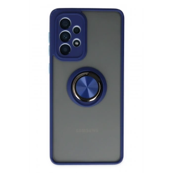 Mey İthalat®  Samsung Galaxy A33 5G Kılıf Montreal Yüzüklü Silikon Kapak - Lacivert