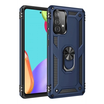 Mey İthalat®  Samsung Galaxy A33 5G Kılıf Sofya Yüzüklü Silikon Kapak - Lacivert