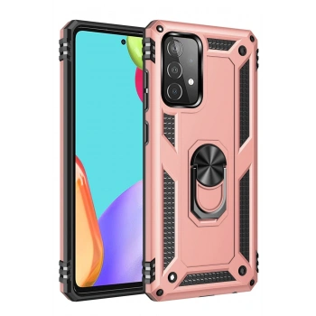Mey İthalat®  Samsung Galaxy A52 Kılıf Sofya Yüzüklü Silikon Kapak - Rose