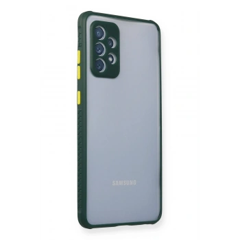 Mey İthalat®  Samsung Galaxy A72 Kılıf Miami Şeffaf Silikon - Koyu Yeşil