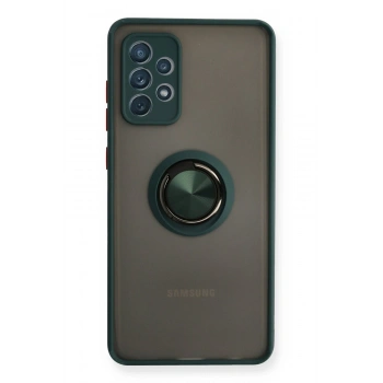 Mey İthalat®  Samsung Galaxy A72 Kılıf Montreal Yüzüklü Silikon Kapak - Yeşil