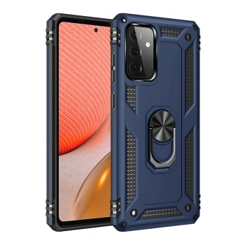 Mey İthalat®  Samsung Galaxy A72 Kılıf Sofya Yüzüklü Silikon Kapak - Lacivert