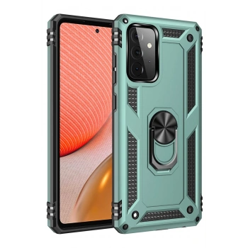 Mey İthalat®  Samsung Galaxy A72 Kılıf Sofya Yüzüklü Silikon Kapak - Yeşil