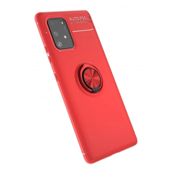 Mey İthalat® Samsung Galaxy A91 / S10 Lite Kılıf Range Yüzüklü Silikon - Kırmızı