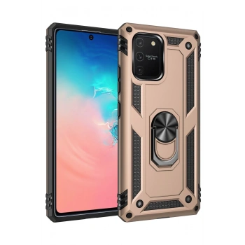 Mey İthalat®  Samsung Galaxy A91 / S10 Lite Kılıf Sofya Yüzüklü Silikon Kapak - Gold