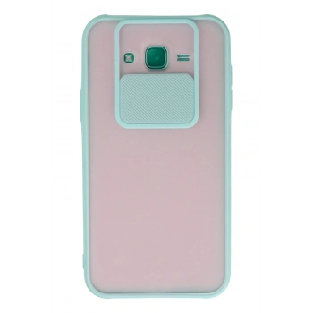 Mey İthalat®  Samsung Galaxy J7 Kılıf Palm Buzlu Kamera Sürgülü Silikon - Turkuaz