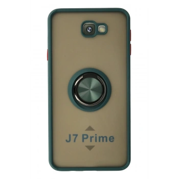 Mey İthalat®  Samsung Galaxy J7 Prime Kılıf Montreal Yüzüklü Silikon Kapak - Yeşil