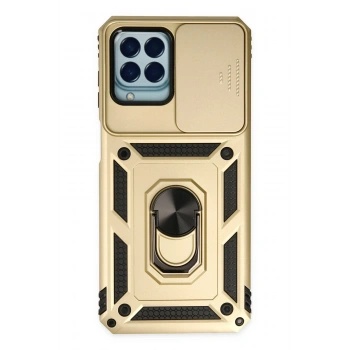 Mey İthalat®  Samsung Galaxy M33 Kılıf Pars Lens Yüzüklü Silikon - Gold