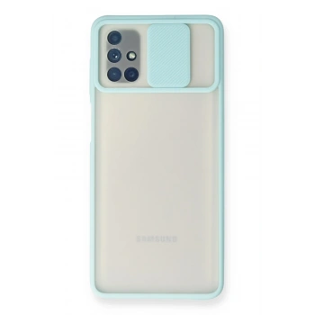 Mey İthalat®  Samsung Galaxy M51 Kılıf Palm Buzlu Kamera Sürgülü Silikon - Turkuaz