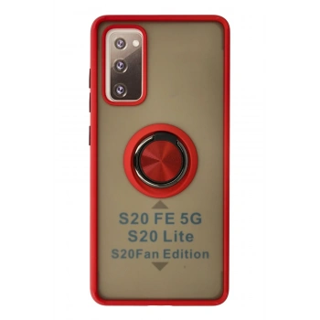 Mey İthalat®  Samsung Galaxy S20 FE Kılıf Montreal Yüzüklü Silikon Kapak - Kırmızı