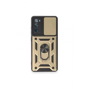 Mey İthalat®  Samsung Galaxy S20 FE Kılıf Pars Lens Yüzüklü Silikon - Gold