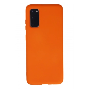Mey İthalat®  Samsung Galaxy S20 Kılıf Nano içi Kadife Silikon - Turuncu