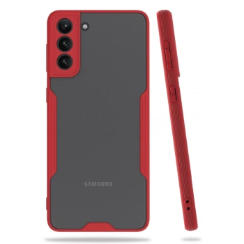 Mey İthalat®  Samsung Galaxy S21 Plus Kılıf Platin Silikon - Kırmızı