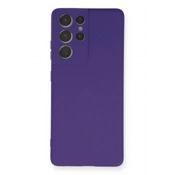 Mey İthalat®  Samsung Galaxy S21 Ultra Kılıf Nano içi Kadife Silikon - Mor