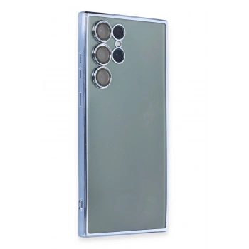 Mey İthalat®  Samsung Galaxy S22 Ultra Kılıf  Lensli Silikon - Açık Mavi