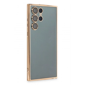 Mey İthalat®  Samsung Galaxy S22 Ultra Kılıf  Lensli Silikon - Gold