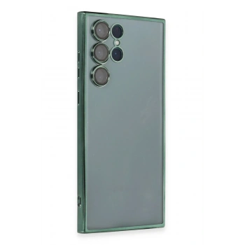 Mey İthalat®  Samsung Galaxy S22 Ultra Kılıf  Lensli Silikon - Yeşil
