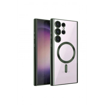 Mey İthalat®  Samsung Galaxy S23 Ultra Kılıf Kross Magneticsafe Kapak - Koyu Yeşil