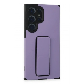 Mey İthalat®  Samsung Galaxy S23 Ultra Kılıf Mega Standlı Silikon - Lila