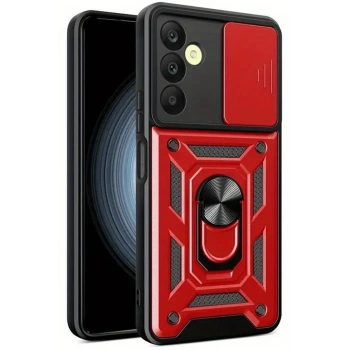 Mey İthalat® Samsung Galaxy S24 FE Pars Lens Yüzüklü Silikon - Kırmızı