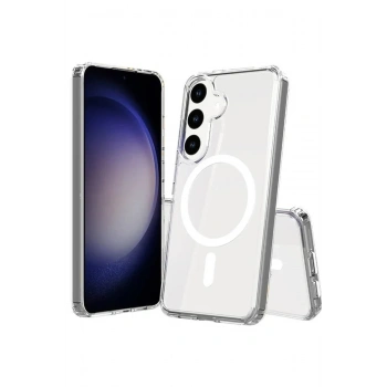 Mey İthalat®  Samsung Galaxy S24 Kılıf Magneticsafe Şeffaf Silikon - Şeffaf