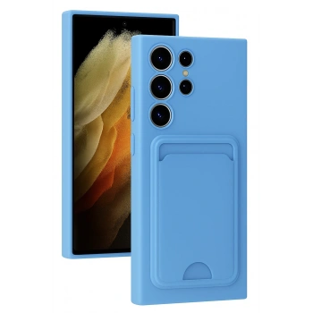 Mey İthalat®  Samsung Galaxy S24 Ultra Kılıf Kelvin Kartvizitli Silikon - Mavi