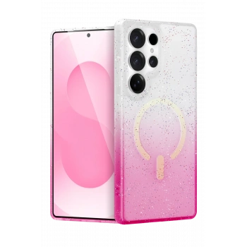 Mey İthalat®  Samsung Galaxy S24 Ultra Pummel Shiny Magsafe Kapak - Pembe