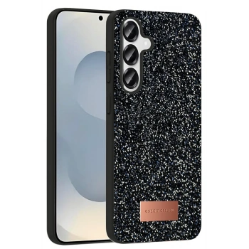 Mey İthalat®  Samsung Galaxy S25 Bright Simli Kapak - Siyah