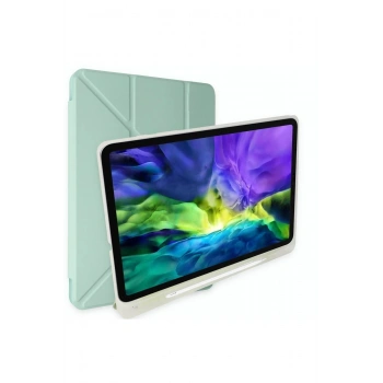 Mey İthalat®  Samsung Galaxy T737 Tab S7 FE 12.4 Kılıf Kalemlikli Mars Tablet Kılıfı - Açık Yeşil