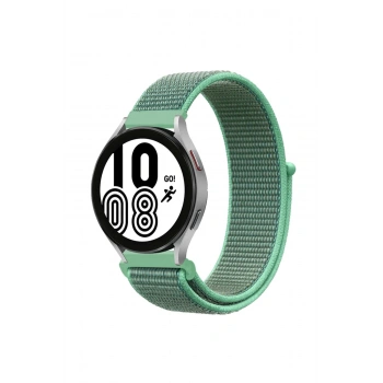 Mey İthalat®  Samsung Galaxy Watch 4 Hasırlı Cırtcırtlı Kordon - Turkuaz